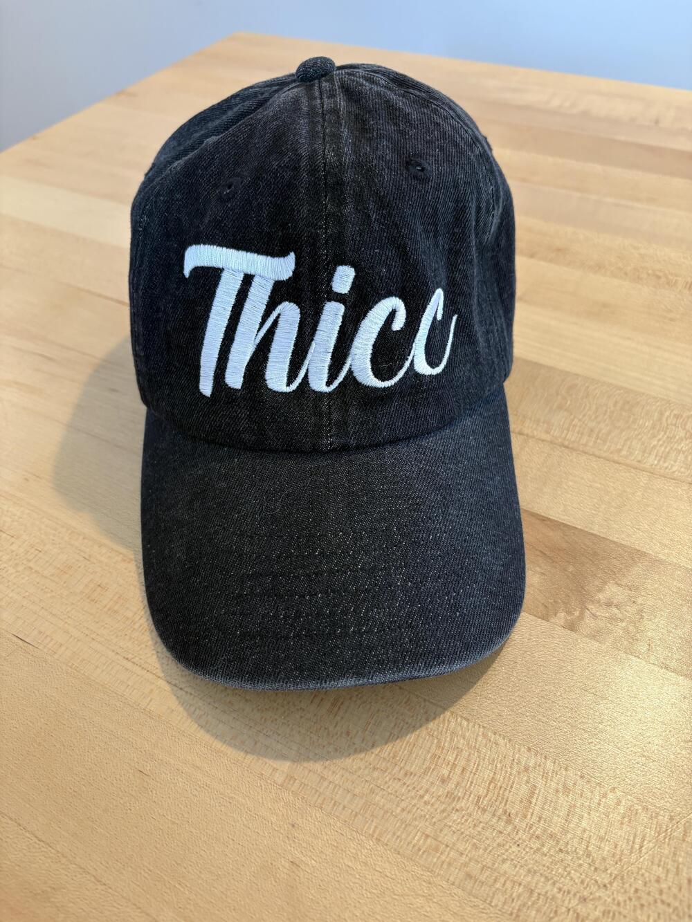 Thicc Hat Adult One Size Black Embroidered Funny Slogan Newhattan Cap Strap Back
